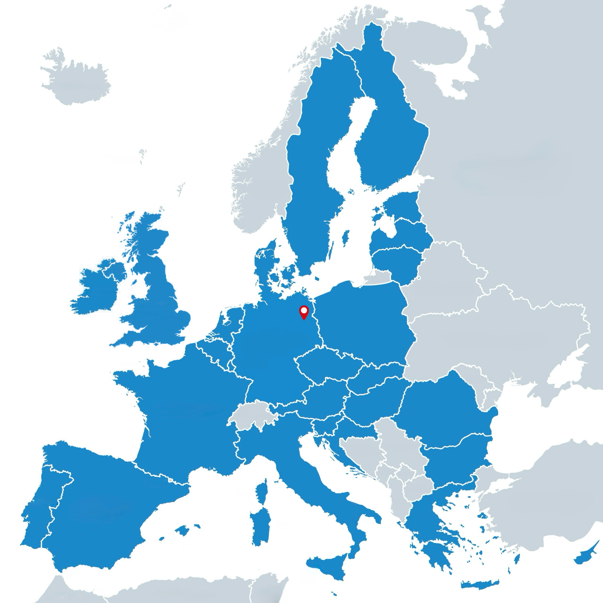 Map of Europe showing Bebol Logistik's service coverage area